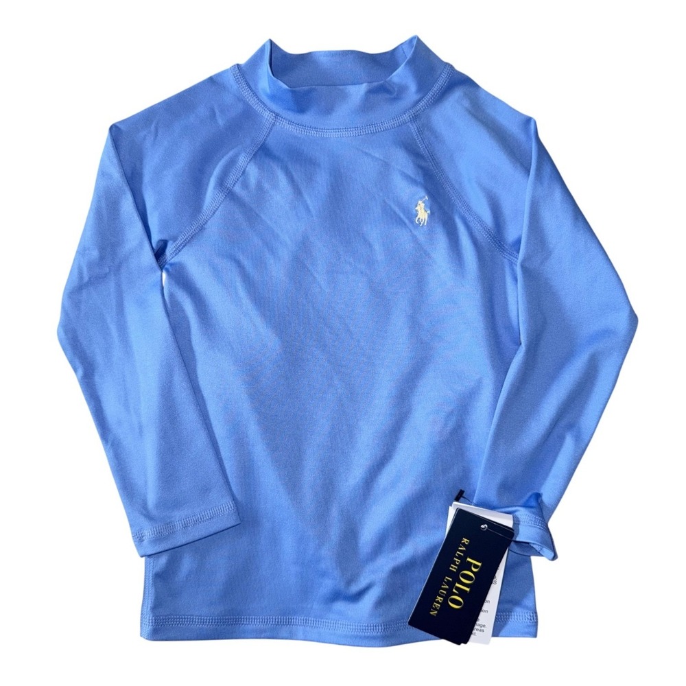 Polo Ralph Lauren Boys 3T Blue Yellow Pony Long Sleeve Rash Guard NWT